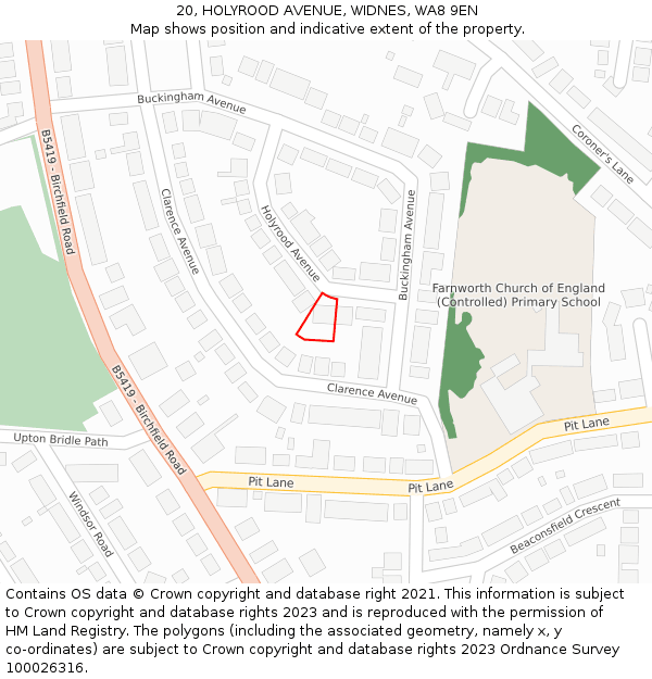 20, HOLYROOD AVENUE, WIDNES, WA8 9EN: Location map and indicative extent of plot