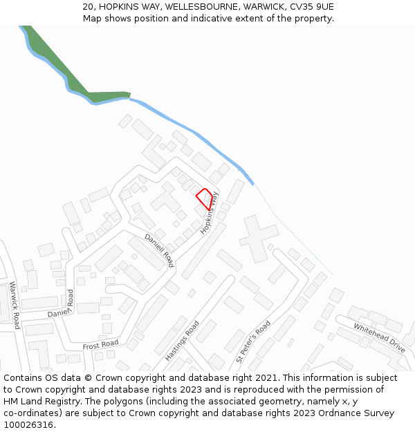 20, HOPKINS WAY, WELLESBOURNE, WARWICK, CV35 9UE: Location map and indicative extent of plot