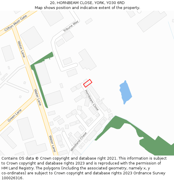 20, HORNBEAM CLOSE, YORK, YO30 6RD: Location map and indicative extent of plot