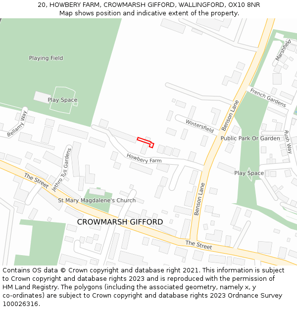 20, HOWBERY FARM, CROWMARSH GIFFORD, WALLINGFORD, OX10 8NR: Location map and indicative extent of plot