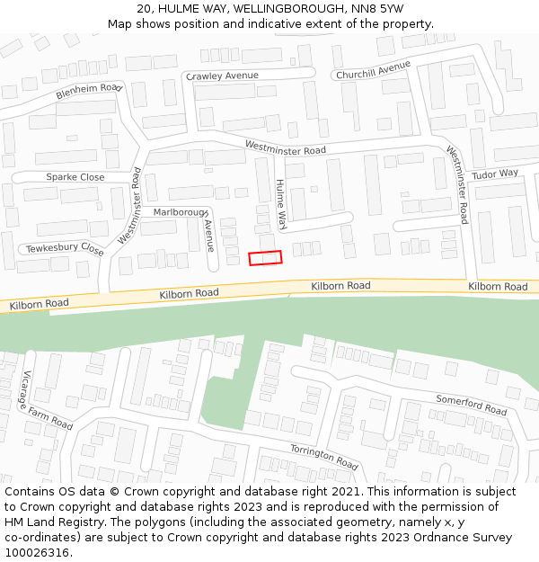 20, HULME WAY, WELLINGBOROUGH, NN8 5YW: Location map and indicative extent of plot