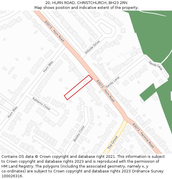 20, HURN ROAD, CHRISTCHURCH, BH23 2RN: Location map and indicative extent of plot