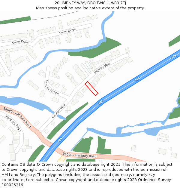 20, IMPNEY WAY, DROITWICH, WR9 7EJ: Location map and indicative extent of plot