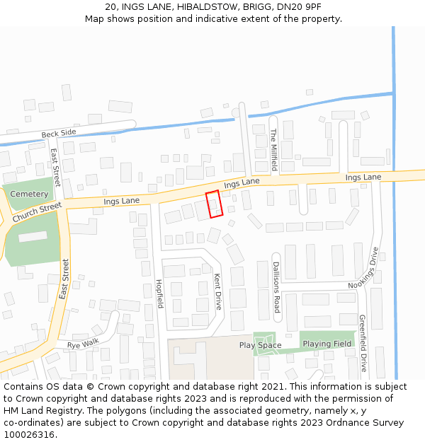 20, INGS LANE, HIBALDSTOW, BRIGG, DN20 9PF: Location map and indicative extent of plot