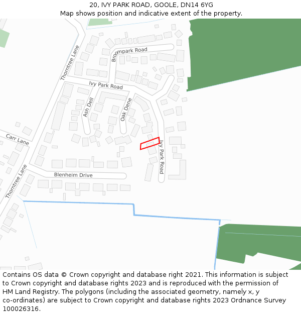 20, IVY PARK ROAD, GOOLE, DN14 6YG: Location map and indicative extent of plot