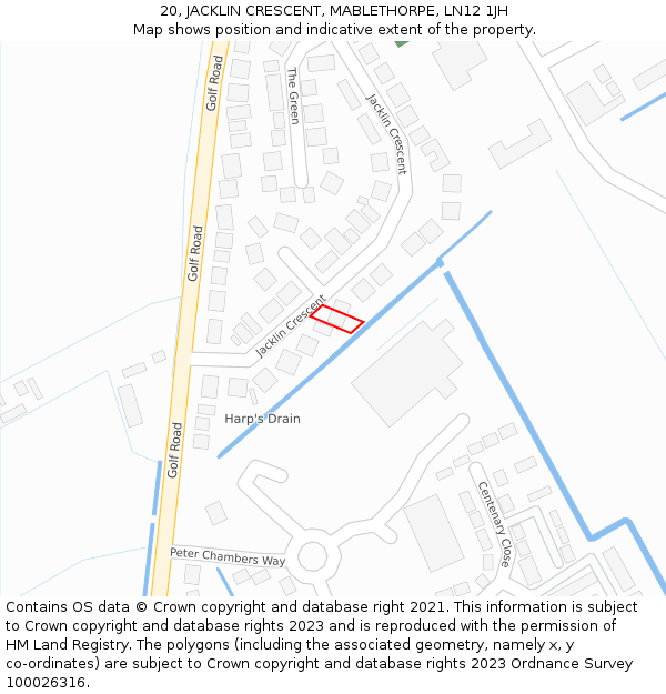 20, JACKLIN CRESCENT, MABLETHORPE, LN12 1JH: Location map and indicative extent of plot