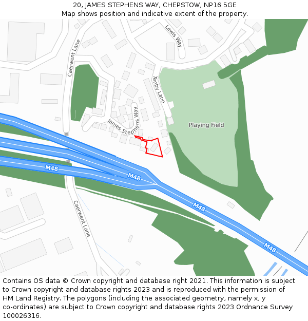 20, JAMES STEPHENS WAY, CHEPSTOW, NP16 5GE: Location map and indicative extent of plot