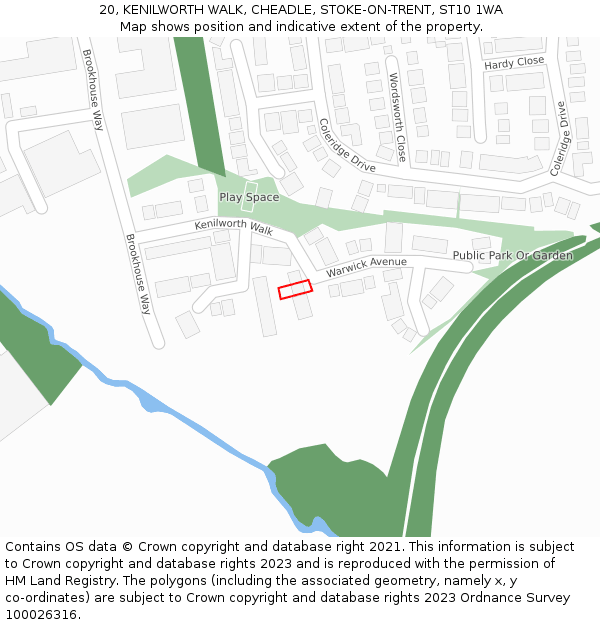 20, KENILWORTH WALK, CHEADLE, STOKE-ON-TRENT, ST10 1WA: Location map and indicative extent of plot