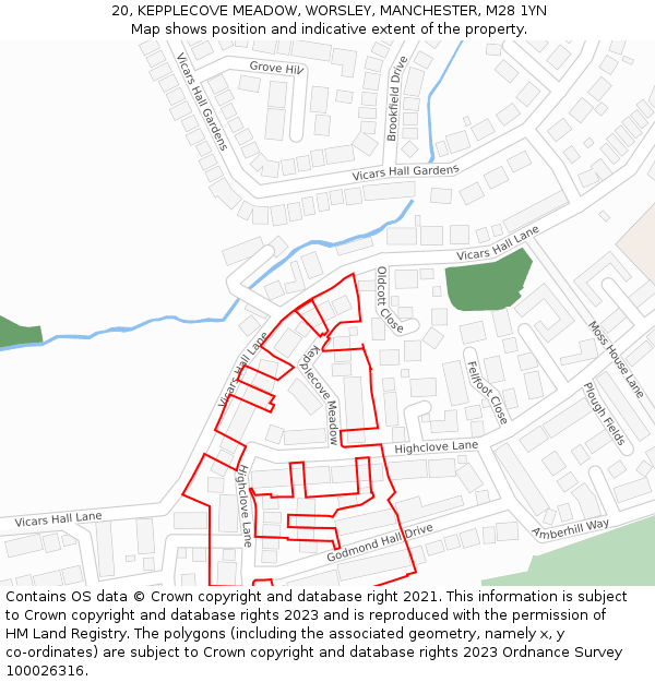 20, KEPPLECOVE MEADOW, WORSLEY, MANCHESTER, M28 1YN: Location map and indicative extent of plot