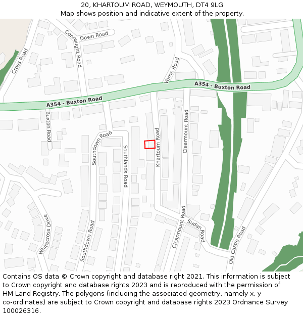 20, KHARTOUM ROAD, WEYMOUTH, DT4 9LG: Location map and indicative extent of plot