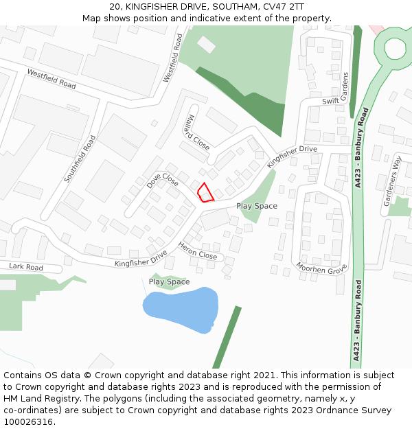 20, KINGFISHER DRIVE, SOUTHAM, CV47 2TT: Location map and indicative extent of plot
