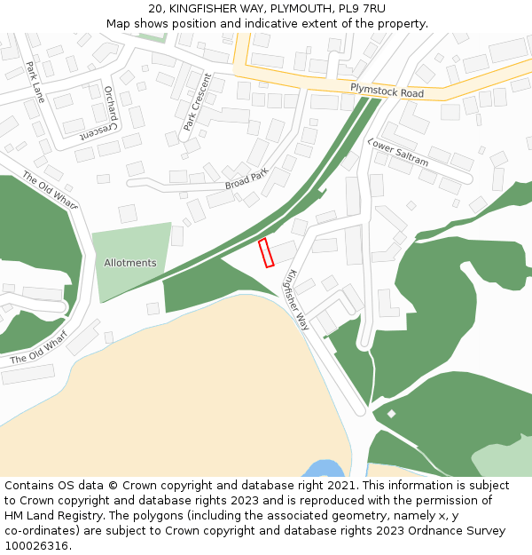 20, KINGFISHER WAY, PLYMOUTH, PL9 7RU: Location map and indicative extent of plot