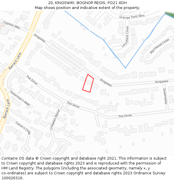 20, KINGSWAY, BOGNOR REGIS, PO21 4DH: Location map and indicative extent of plot