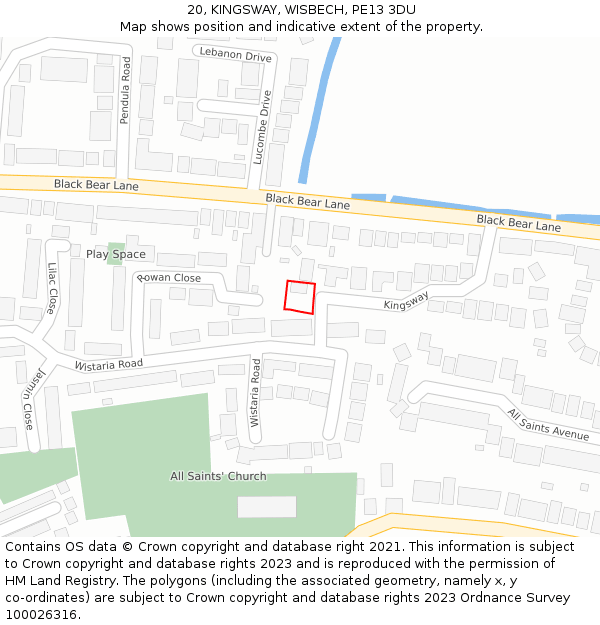 20, KINGSWAY, WISBECH, PE13 3DU: Location map and indicative extent of plot