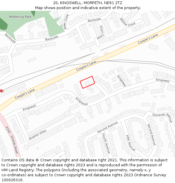 20, KINGSWELL, MORPETH, NE61 2TZ: Location map and indicative extent of plot