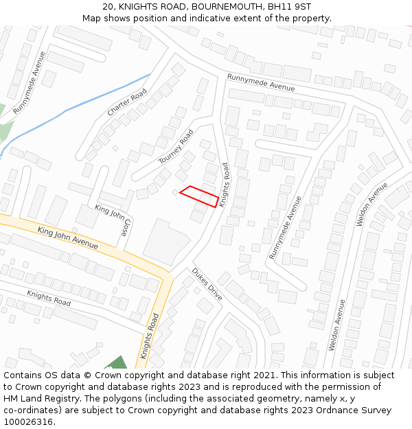 20, KNIGHTS ROAD, BOURNEMOUTH, BH11 9ST: Location map and indicative extent of plot