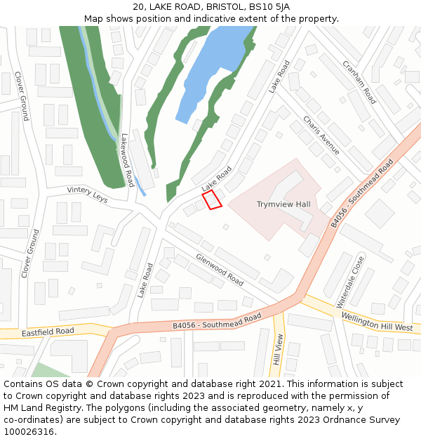 20, LAKE ROAD, BRISTOL, BS10 5JA: Location map and indicative extent of plot