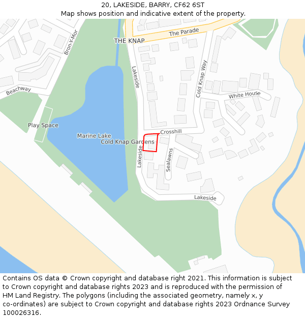 20, LAKESIDE, BARRY, CF62 6ST: Location map and indicative extent of plot