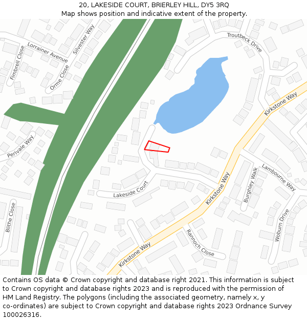 20, LAKESIDE COURT, BRIERLEY HILL, DY5 3RQ: Location map and indicative extent of plot