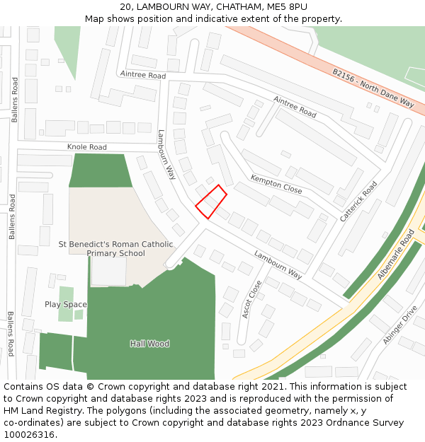 20, LAMBOURN WAY, CHATHAM, ME5 8PU: Location map and indicative extent of plot