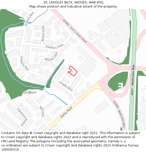 20, LANGLEY BECK, WIDNES, WA8 9NQ: Location map and indicative extent of plot