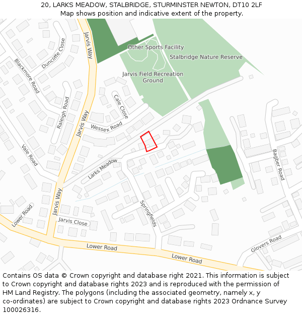 20, LARKS MEADOW, STALBRIDGE, STURMINSTER NEWTON, DT10 2LF: Location map and indicative extent of plot