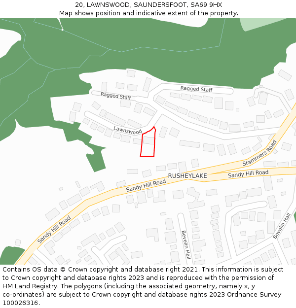 20, LAWNSWOOD, SAUNDERSFOOT, SA69 9HX: Location map and indicative extent of plot