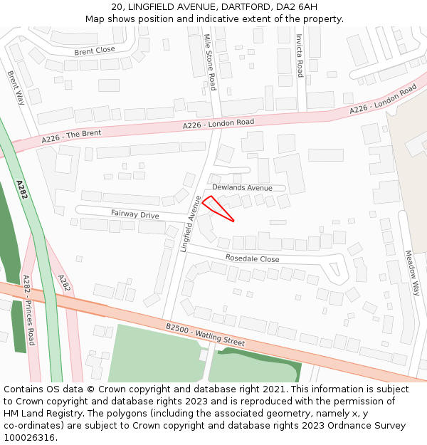 20, LINGFIELD AVENUE, DARTFORD, DA2 6AH: Location map and indicative extent of plot