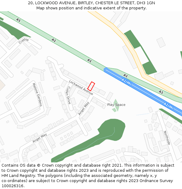 20, LOCKWOOD AVENUE, BIRTLEY, CHESTER LE STREET, DH3 1GN: Location map and indicative extent of plot