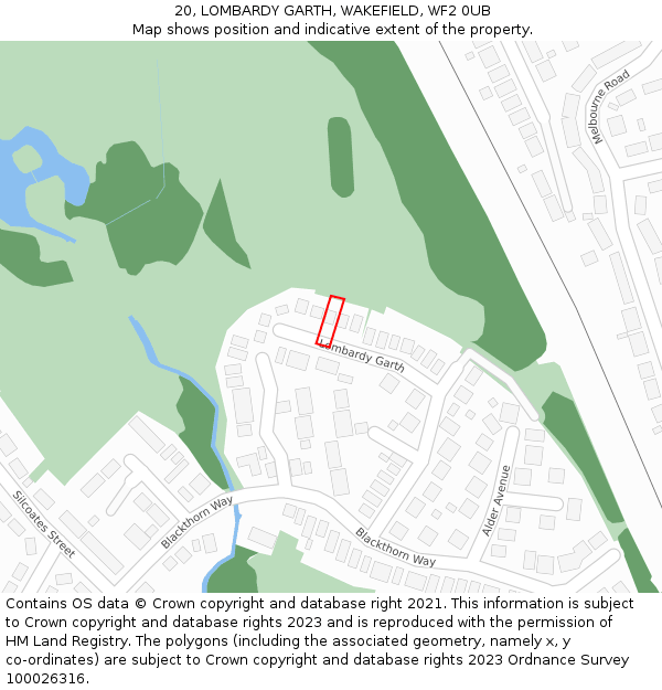 20, LOMBARDY GARTH, WAKEFIELD, WF2 0UB: Location map and indicative extent of plot