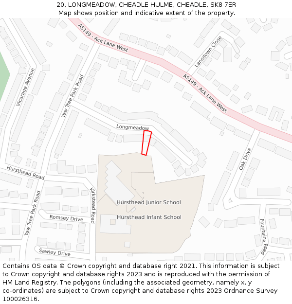 20, LONGMEADOW, CHEADLE HULME, CHEADLE, SK8 7ER: Location map and indicative extent of plot