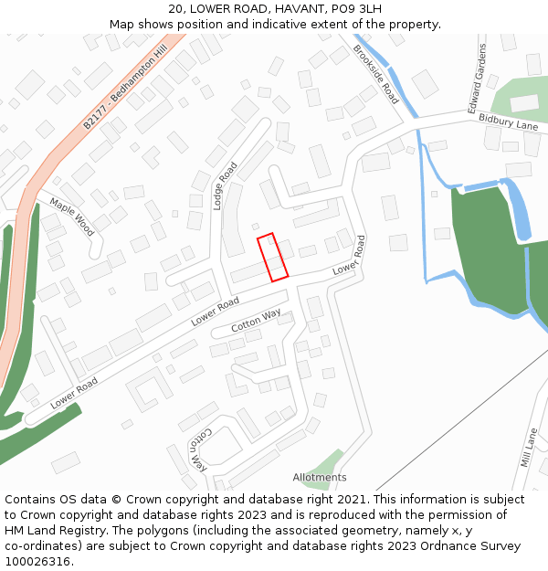 20, LOWER ROAD, HAVANT, PO9 3LH: Location map and indicative extent of plot