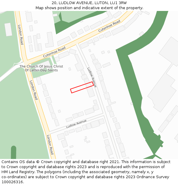 20, LUDLOW AVENUE, LUTON, LU1 3RW: Location map and indicative extent of plot