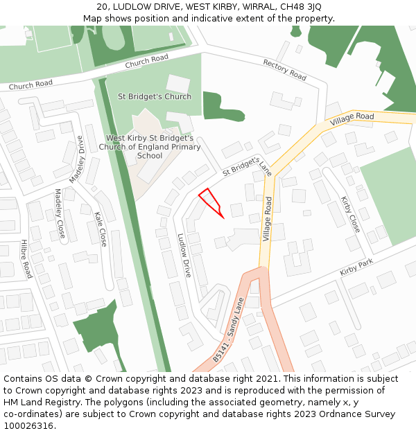 20, LUDLOW DRIVE, WEST KIRBY, WIRRAL, CH48 3JQ: Location map and indicative extent of plot