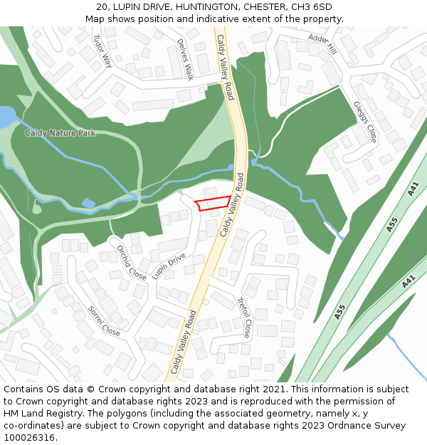 20, LUPIN DRIVE, HUNTINGTON, CHESTER, CH3 6SD: Location map and indicative extent of plot