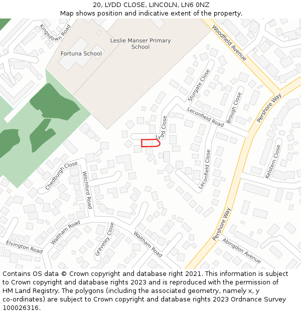 20, LYDD CLOSE, LINCOLN, LN6 0NZ: Location map and indicative extent of plot