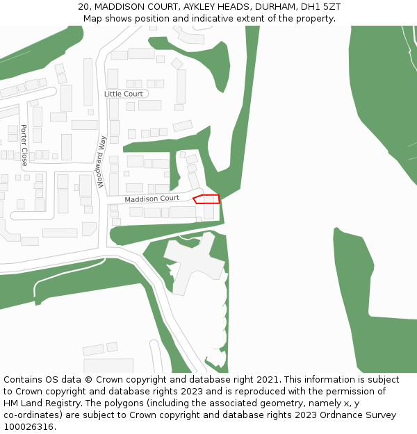 20, MADDISON COURT, AYKLEY HEADS, DURHAM, DH1 5ZT: Location map and indicative extent of plot