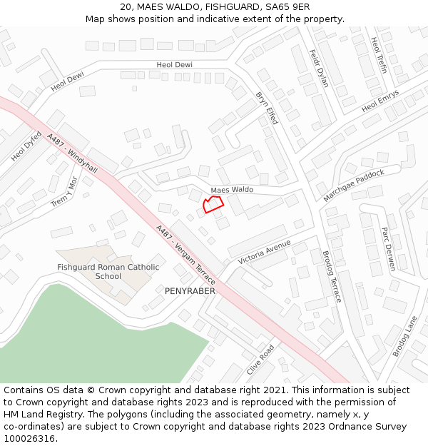 20, MAES WALDO, FISHGUARD, SA65 9ER: Location map and indicative extent of plot