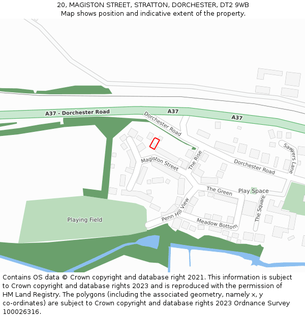 20, MAGISTON STREET, STRATTON, DORCHESTER, DT2 9WB: Location map and indicative extent of plot