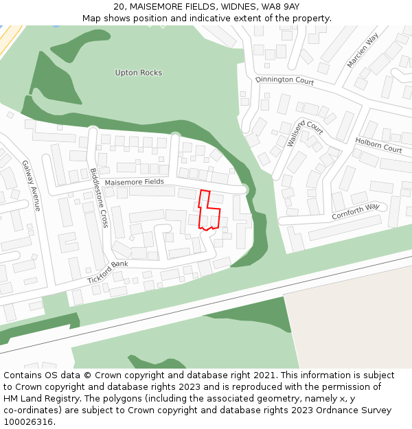 20, MAISEMORE FIELDS, WIDNES, WA8 9AY: Location map and indicative extent of plot