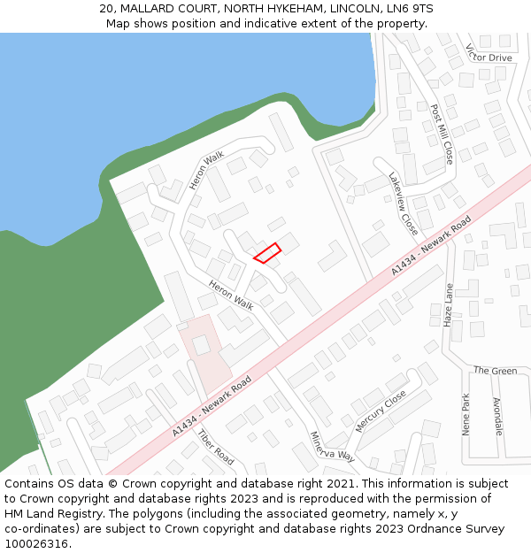 20, MALLARD COURT, NORTH HYKEHAM, LINCOLN, LN6 9TS: Location map and indicative extent of plot