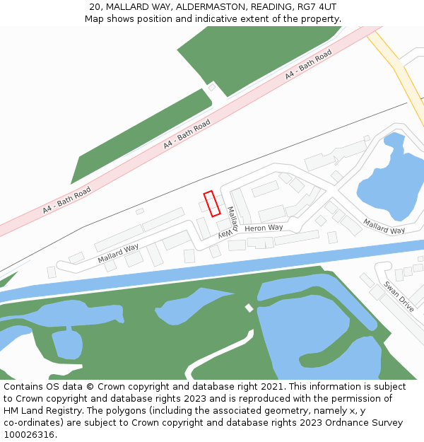 20, MALLARD WAY, ALDERMASTON, READING, RG7 4UT: Location map and indicative extent of plot