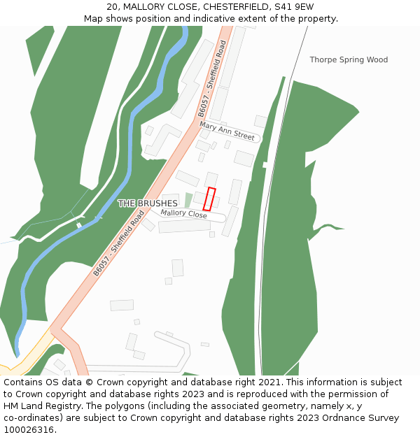 20, MALLORY CLOSE, CHESTERFIELD, S41 9EW: Location map and indicative extent of plot