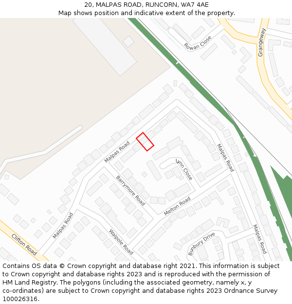 20, MALPAS ROAD, RUNCORN, WA7 4AE: Location map and indicative extent of plot