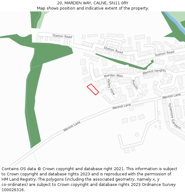 20, MARDEN WAY, CALNE, SN11 0RY: Location map and indicative extent of plot