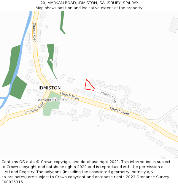 20, MARKAN ROAD, IDMISTON, SALISBURY, SP4 0AY: Location map and indicative extent of plot
