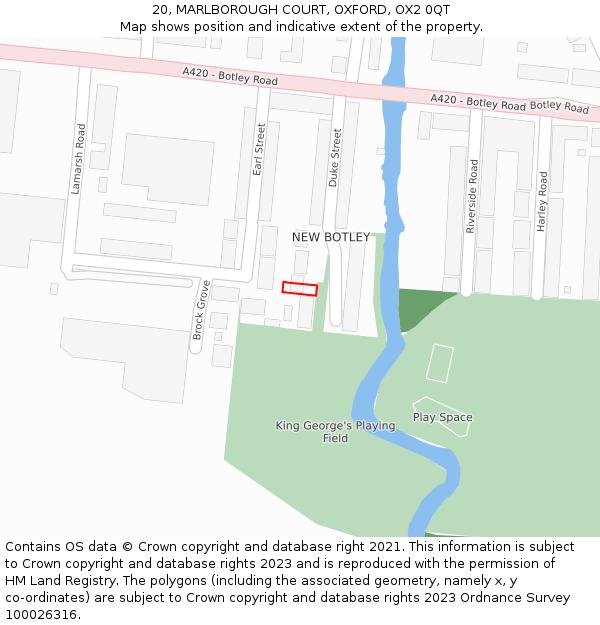 20, MARLBOROUGH COURT, OXFORD, OX2 0QT: Location map and indicative extent of plot