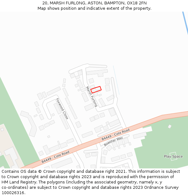 20, MARSH FURLONG, ASTON, BAMPTON, OX18 2FN: Location map and indicative extent of plot