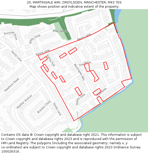 20, MARTINGALE WAY, DROYLSDEN, MANCHESTER, M43 7ES: Location map and indicative extent of plot