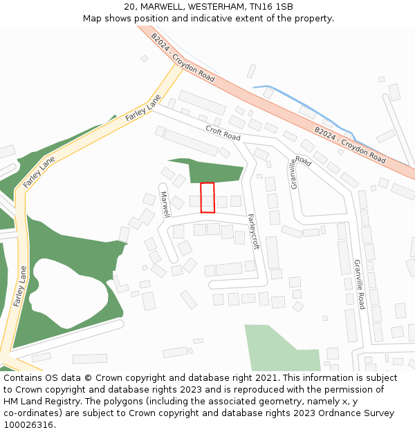 20, MARWELL, WESTERHAM, TN16 1SB: Location map and indicative extent of plot